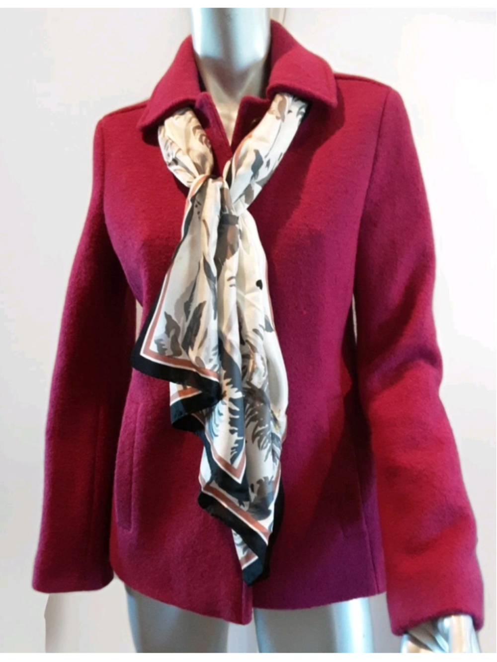 LAND'S END-Wool Pea Coat-Fuschia-Button Front-Classic Preppy Sz 6